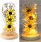 Sunflower in Glass Dome Express Your Love with Enchanted Sunflower Lamp for her on Christmas Day,Mother's Day,Valentine's Day, Anniversary-Yellow